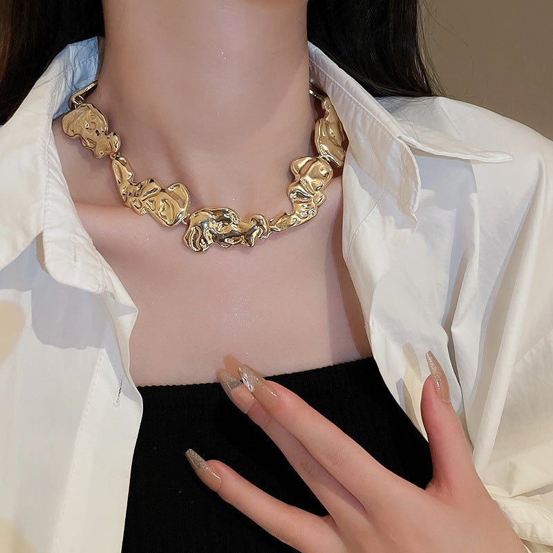 Women's Irregular Metal-Style Pleated Necklace